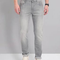 AD by Arvind Grey Slim Fit Lightly Washed Jeans-picture-45