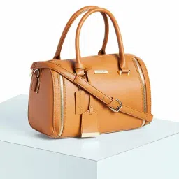 Forever Glam by Pantaloons Tan Medium Satchel Handbag-image-2