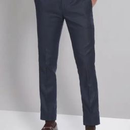 AD by Arvind Navy Slim Fit Flat Front Trousers-picture-14