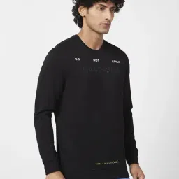 Spykar Black Slim Fit Printed Sweatshirt image 3