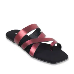Mochi Women's Maroon Toe Ring Sandals-picture-21