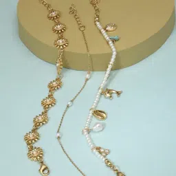 Zaveri Pearls Gold Tone Set of 3 Contemporary Vaccy Wear Bracelets-ZPFK17757-image-95