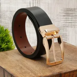 Louis Stitch Black Leather Reversible Belt for Men-picture-41