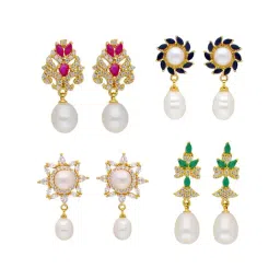 Sri Jagdamba Pearls Radiant Multi Drop Earrings - Set of 4-picture-27