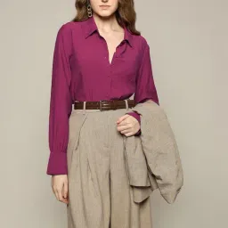 Vero Moda Purple Viscose Regular Fit Shirt-image-10