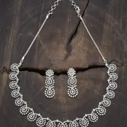 Kushal's Fashion Jewellery White Rhodium Polished Set for Women-picture-32