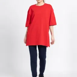 adidas Red Cotton Oversized T-Shirt image 4