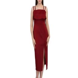 DODO & MOA Maroon Slim Fit Midi Dress-picture-2