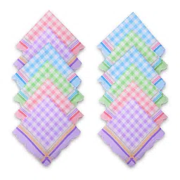 Kuber Industries 12-Pcs Fairy Checks Cutwork Soft Pure Cotton Handkerchiefs-picture-30