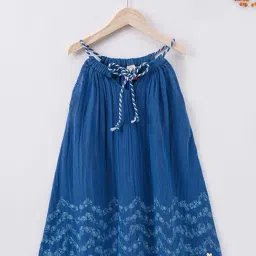 Ed-a-Mamma Kids Royal Blue Floral Print Dress-image-48