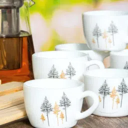 Cello White & Grey Glass Coffee Mug (0.13 L) - Set of 12-picture-25