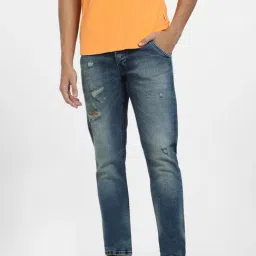 Jack & Jones Blue Slim Fit Low Rise Distressed Jeans-picture-19