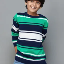 Fame Forever by Lifestyle Kids Multicolor Cotton Striped Full Sleeves Sweater-picture-22