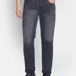 Crimsoune Club Dark Grey Straight Fit Lightly Washed Jeans-image-6