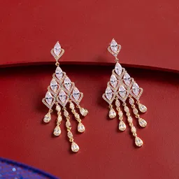 Kushal's Fashion Jewellery Gold-Plated Classic Zircon Studded Drop Earrings-picture-23