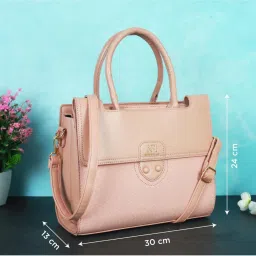 NFI Essentials Women Textured Pink Satchel Bag image 4