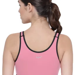 lyra Women's Non-Padded Sports BRA-531 Sports Bra 531_2PC_Grey & BABYPINK_XL image 3