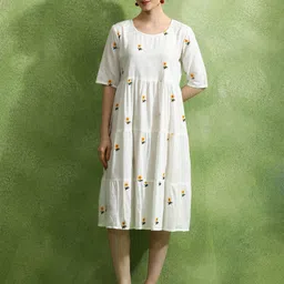 Jaipur Kurti Women Floral Embroidered A-Line Dress-picture-42