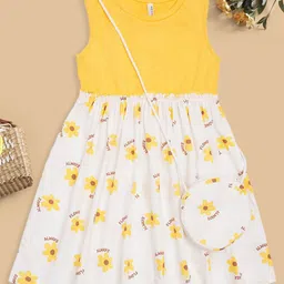 Pantaloons Junior Girls Floral Print Fit & Flare Cotton Dress-picture-37