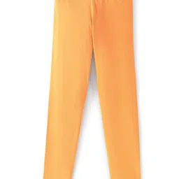Pine Kids Cotton Spandex Full Length Solid Color Stretchable Leggings - Orange-picture-17