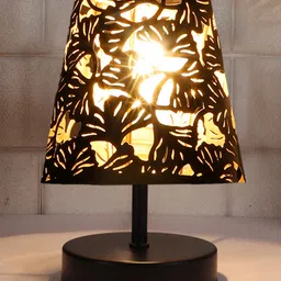 Devansh Metal Etching Table Lamp With Black wood Round Base-picture-26