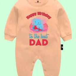 The Peppy Tend 100% Cotton Full Sleeves Happy Birthday To The Best Dad Text Printed Romper - Peach-picture-22