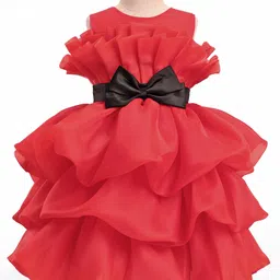 Mark & Mia Woven Sleeveless Solid Party Dress With Bow Applique - Red-picture-27