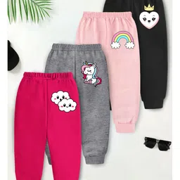 Trampoline Fleece Knit Pack Of 4 Unicorn Clouds & Rainbow Printed Pajamas - Multi Colour-picture-17