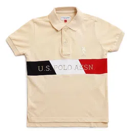 U.S. Polo Assn. Kids Boys Brand Logo Printed Polo Collar Pure Cotton T-shirt image 4