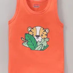 Babyhug Cotton Sleeveless Vests Striped And Tiger Printed Pack of 3 - Red Blue Orange image 2