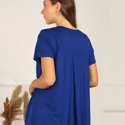 Zelena Half Sleeves Solid Extra Stretchable Zipless Maternity Top - Blue image 3