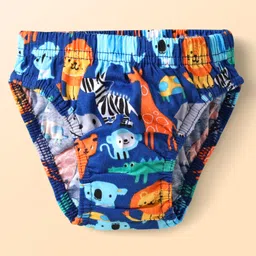 Babyhug 100% Cotton Knit Antibacterial Briefs with Animal Print & Stripes Pack of 3 - Multicolor image 2