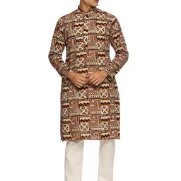 KuJee Men Floral Printed Dobby Kurta-picture-40