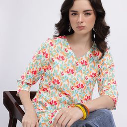 Anouk Rustic Floral Printed V-Neck Straight Kurti-picture-45
