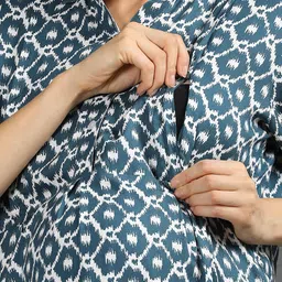 GOLDSTROMS Geometric Printed Shirt Collar Short Sleeves Top With Palazzo image 2