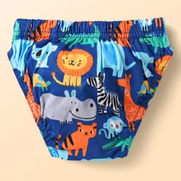 Babyhug 100% Cotton Knit Antibacterial Briefs with Animal Print & Stripes Pack of 3 - Multicolor image 3