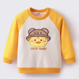 Mark & Mia Cotton Full Raglan Sleeves T-Shirt & Lounge Pant Set With Animal Embriodery - Yellow image 3