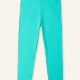 Ariel Cotton Knit Pack Of 2 Solid & Abstract Printed Leggings - Blue & Turquoise image 4