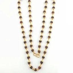 Divine souvenirs Unisex Gold-Plated Rudraksh Beaded Minimal Chain-picture-22