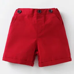 ToffyHouse Poplin Woven Half Sleeves Checks Shirt & Shorts Set with Bow & Suspender - Green Red image 4