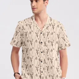Cotton Folk Men Comfort Floral Opaque Printed Casual Shirt-image-1