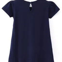 Babyhug Single Jersey Knit Half Sleeves Frocks with Floral Print & Bow Applique Pack of 2 - Navy & Pink image 5