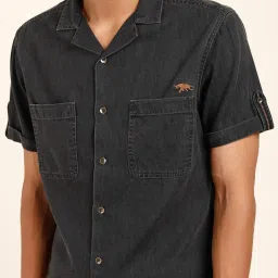 ANDAMEN Black Slim Fit Shirt image 4