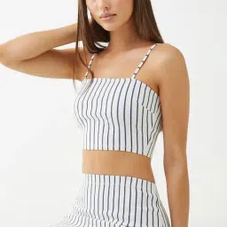 Forever 21 White & Navy Striped Cami Top With Skirt-picture-29