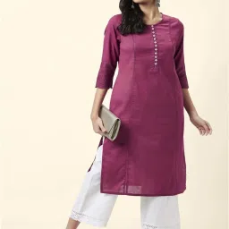 Rangmanch by Pantaloons Pink Cotton A Line Kurta image 4