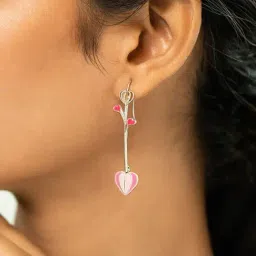 Shaya 92.5 Sterling Silver For the Love of New Experiments Heart Earrings for Women-picture-40