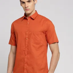showoffff SHOWOFF Rust Cotton Slim Fit Shirt image 3