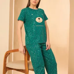 Sweet Dreams Brown Geometric Regular Fit T-Shirt & Pyjama Set image 3