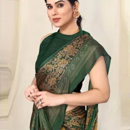 MIRCHI FASHION Green Printed Saree With Unstitched Blouse image 4