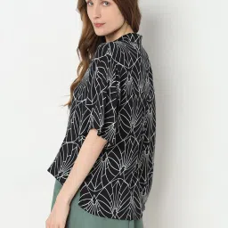 Vero Moda Black & White Viscose Printed Shirt image 3